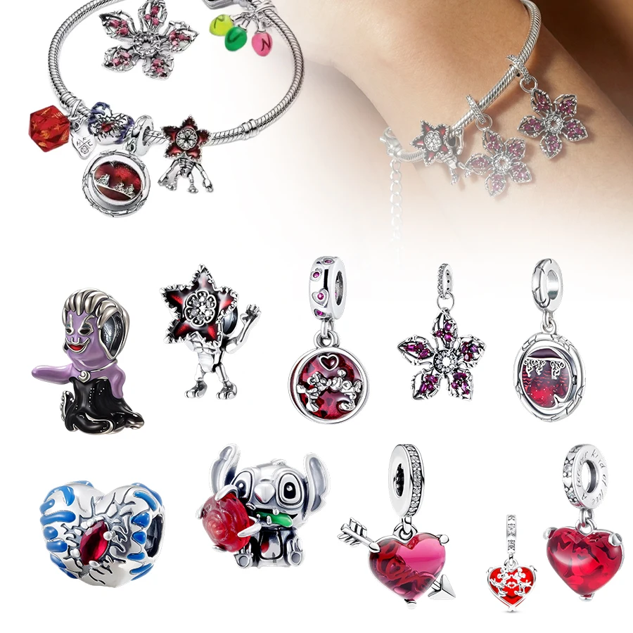 Disney New 925 Sterling Silver Stitch & Heart Charms for Bracelet Red Cherry Blossom Beads Pendant DIY Women Jewelry Making Gift
Disney New 925 Sterling Silver Stitch & Heart Charms for Bracelet Red Cherry Blossom Beads Pendant DIY Women Jewelry Making Gift