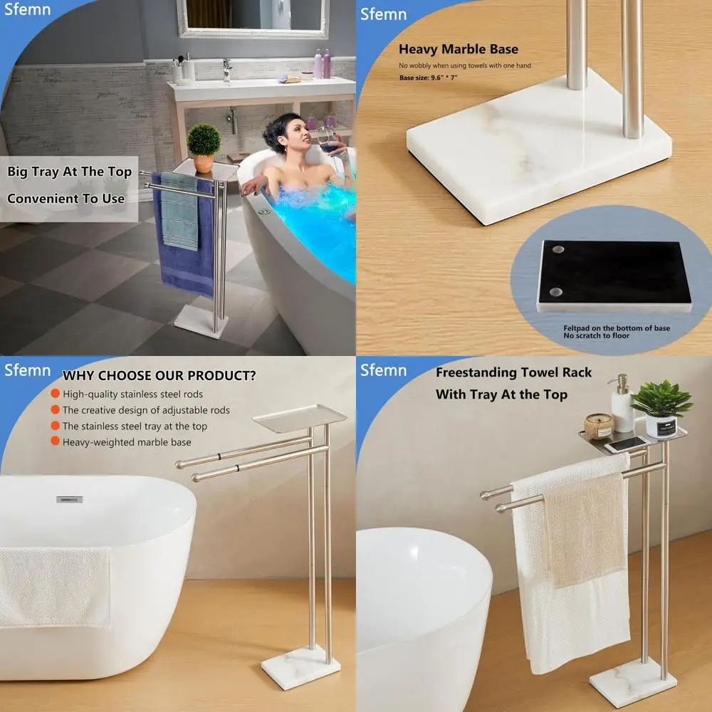Stainless Steel 2-Tier Towel Stand with Weighted Marble Base and Shelf for Bathroom Storage
Stainless Steel 2-Tier Towel Stand with Weighted Marble Base and Shelf for Bathroom Storage