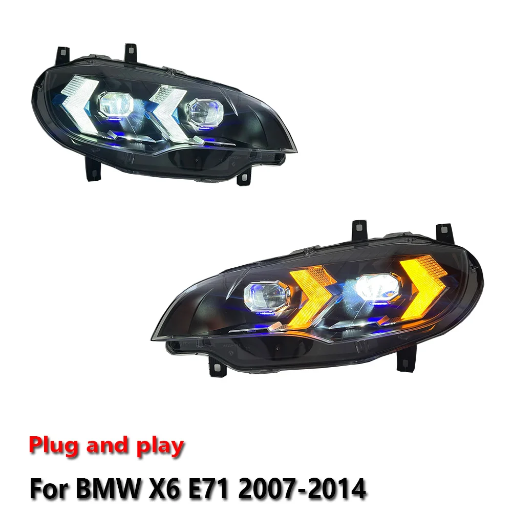Автомобильные светодиодные фары для BMW X6 E71 2007-2014, двухцветные DRL, стоп-сигналы, указатели поворота, установка Plug and Play.
Автомобильные светодиодные фары для BMW X6 E71 2007-2014, двухцветные DRL, стоп-сигналы, указатели поворота, установка Plug and Play.