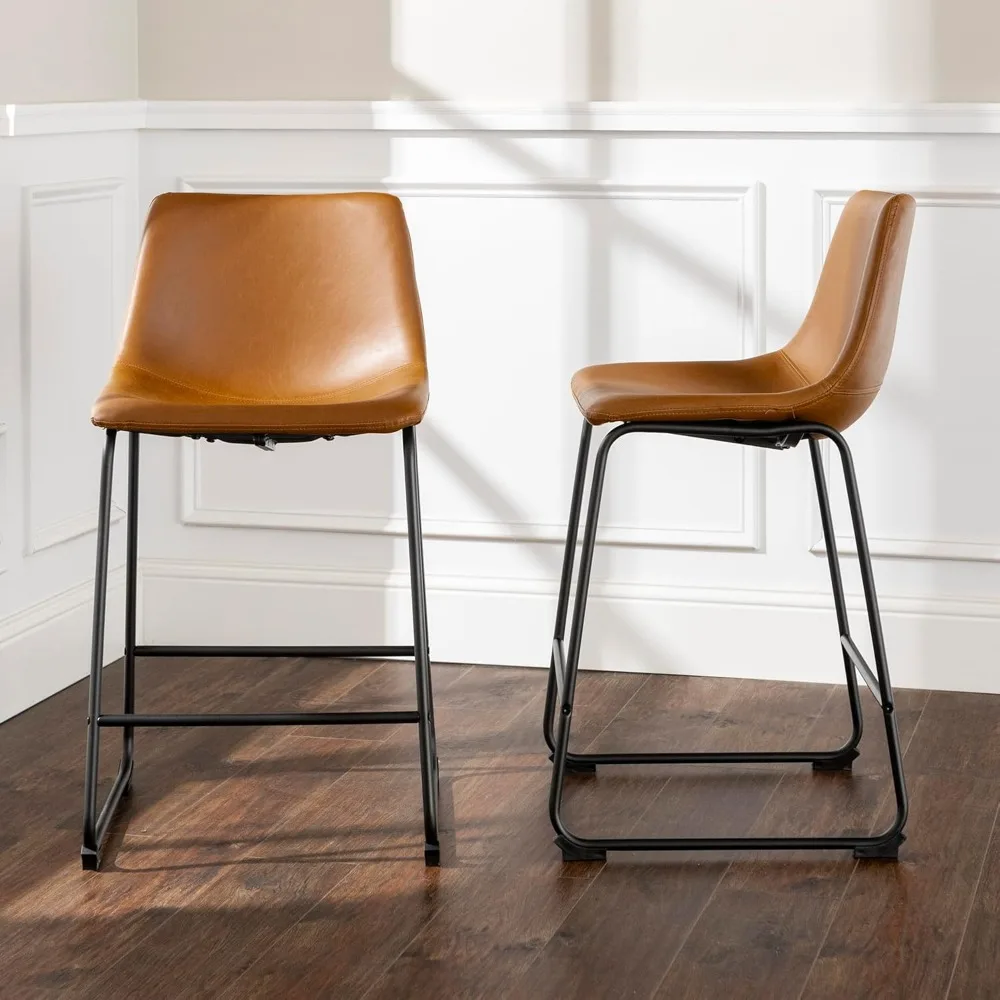 Douglas Urban Industrial Faux Leather Armless Counter Chairs, Set of 2, Whiskey Brown
Douglas Urban Industrial Faux Leather Armless Counter Chairs, Set of 2, Whiskey Brown