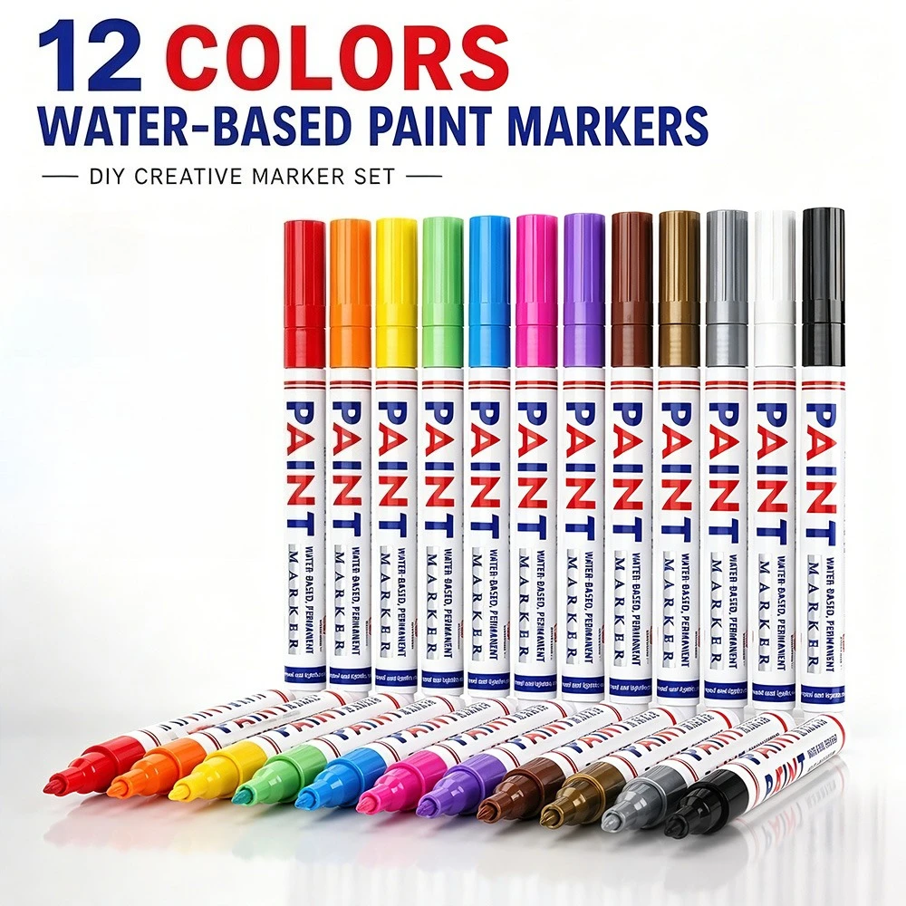 12 Colors Permanent Markers Set Marking Art Creation Graffiti Waterproof Quick-Drying Water-Based Paint Markers Home Office Tool
12 Colors Permanent Markers Set Marking Art Creation Graffiti Waterproof Quick-Drying Water-Based Paint Markers Home Office Tool