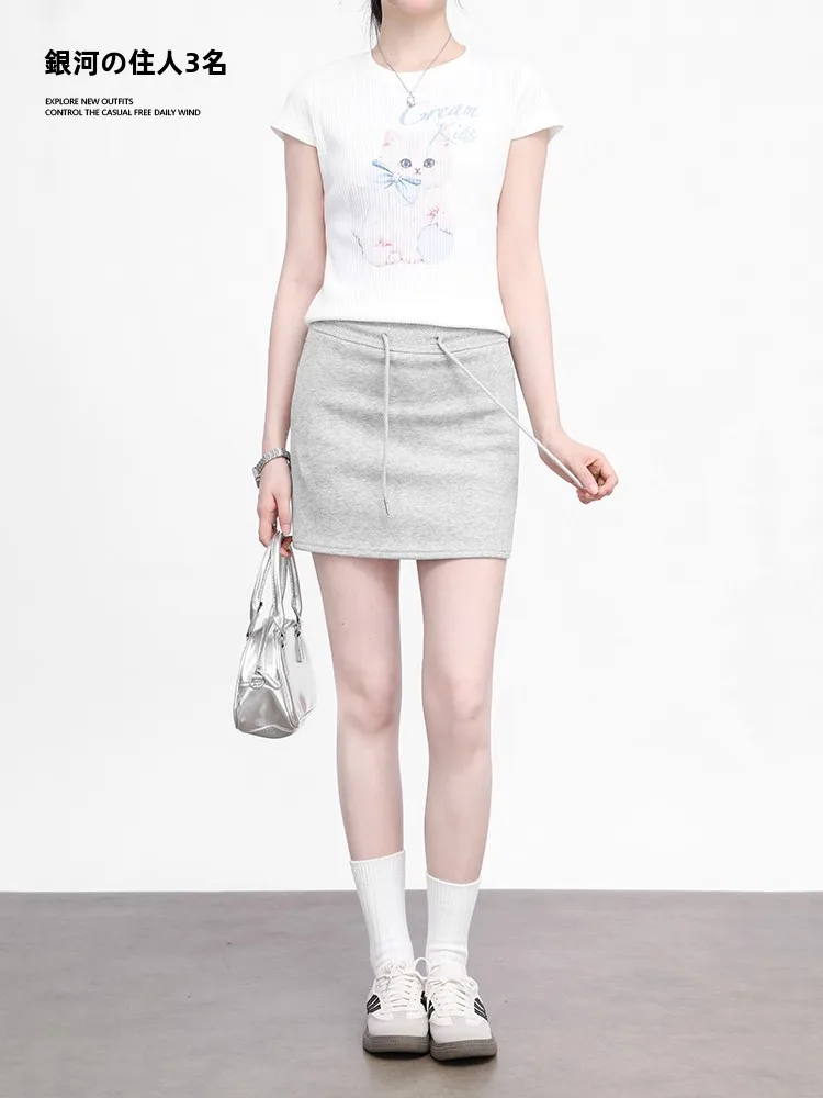 Grey High Waist Slimming Women's Skirt Casual Versatile Straight Leg Elastic Skirt Three Galaxy Residents Summer Fashion
Grey High Waist Slimming Women's Skirt Casual Versatile Straight Leg Elastic Skirt Three Galaxy Residents Summer Fashion