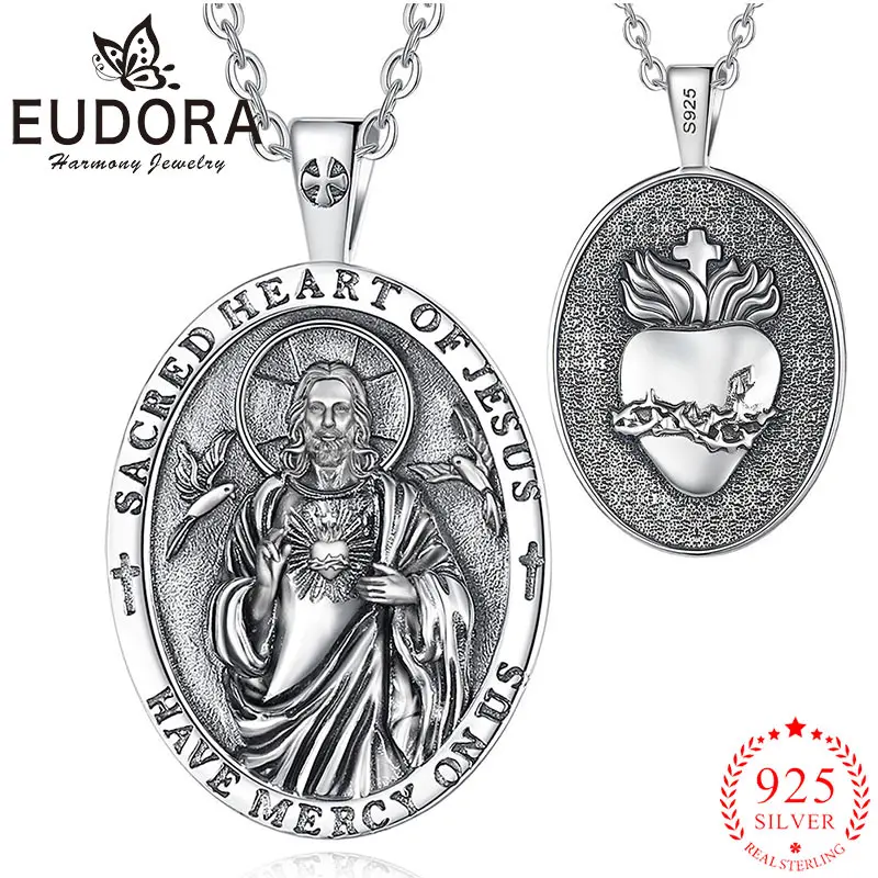 Eudora стерлингового серебра 925 пробы, ожерелье с священным сердцем Иисуса, крест-амулет, винтажный кулон, христианские украшения для мужчин и женщин, изысканные подарки
Eudora стерлингового серебра 925 пробы, ожерелье с священным сердцем Иисуса, крест-амулет, винтажный кулон, христианские украшения для мужчин и женщин, изысканные подарки