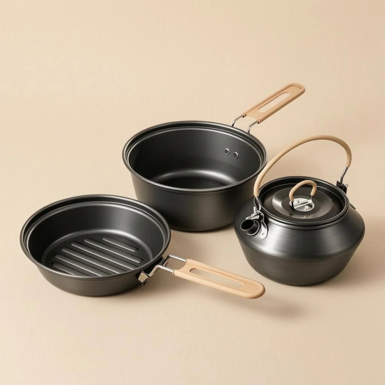 3 Pieces 3-Piece Camping Cookware Set Mesh Storage Bag Portable Pot Pan Kettle Set Hard-Anodized Aluminum Cookware Dark Metallic
3 Pieces 3-Piece Camping Cookware Set Mesh Storage Bag Portable Pot Pan Kettle Set Hard-Anodized Aluminum Cookware Dark Metallic