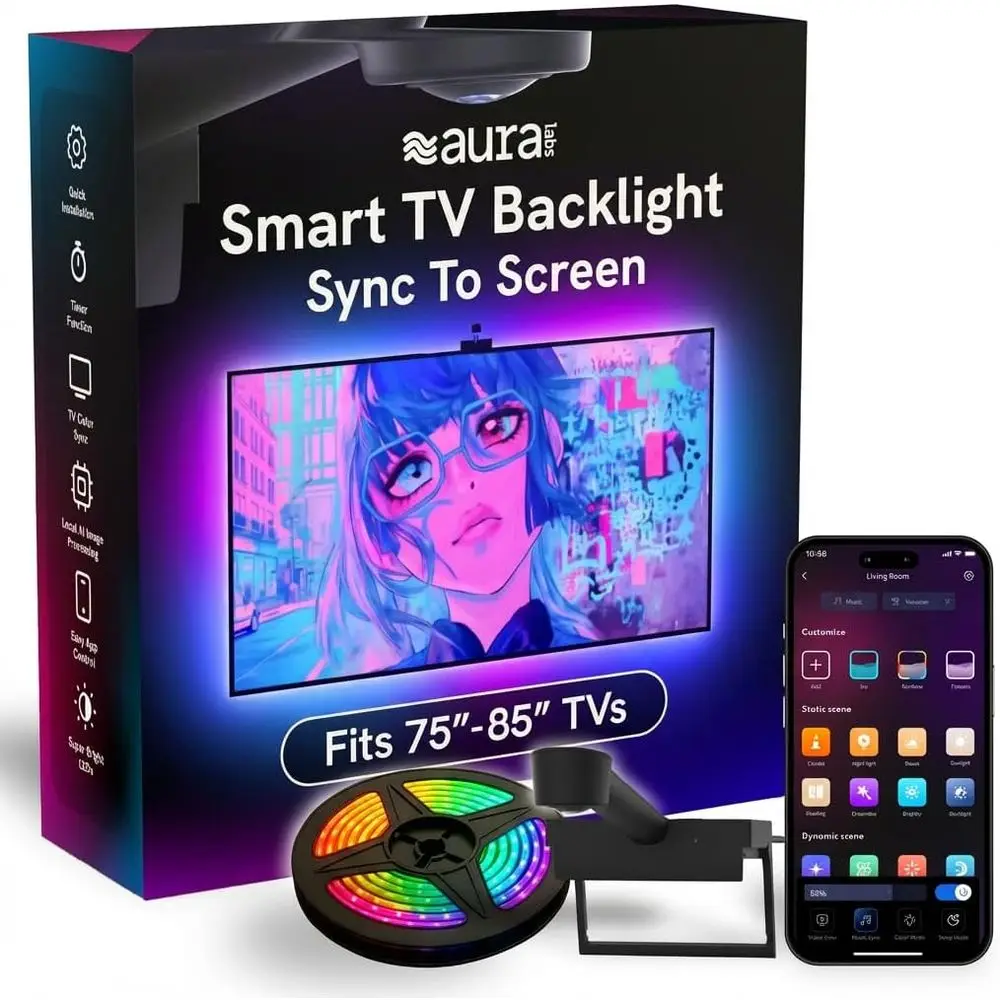 Sync TV Backlight with RGB LED Strips: Camera Color Match, Voice & App Control for 70-85 Inch TVs
Sync TV Backlight with RGB LED Strips: Camera Color Match, Voice & App Control for 70-85 Inch TVs