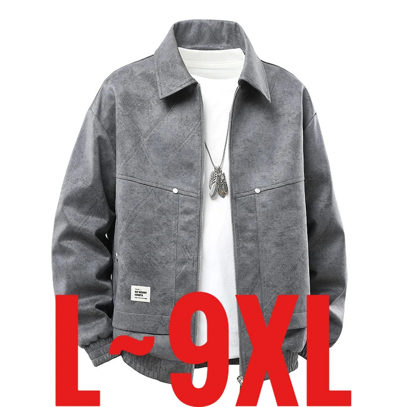 Мужская замшевая куртка-бомбер оверсайз на молнии, большие размеры 8XL-9XL, серая, свободного кроя, в корейском стиле, повседневная мода
Мужская замшевая куртка-бомбер оверсайз на молнии, большие размеры 8XL-9XL, серая, свободного кроя, в корейском стиле, повседневная мода