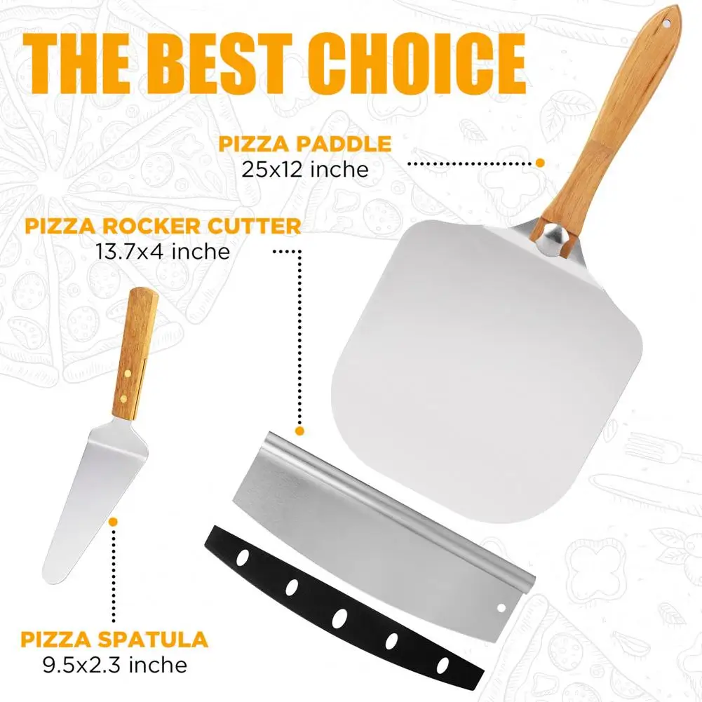 Pizza Stone Accessory Professional Pizza Accessories Kit with Aluminum Pizza Spatula Rocker Cutter Set for Oven Baking Grill
Pizza Stone Accessory Professional Pizza Accessories Kit with Aluminum Pizza Spatula Rocker Cutter Set for Oven Baking Grill