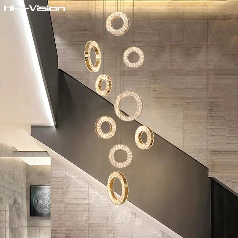 Modern creative luxury Gold Rings Crystal lampshade chandelier Lighting,Lustre staircase Pendant Hanging Home Decor living room
Modern creative luxury Gold Rings Crystal lampshade chandelier Lighting,Lustre staircase Pendant Hanging Home Decor living room