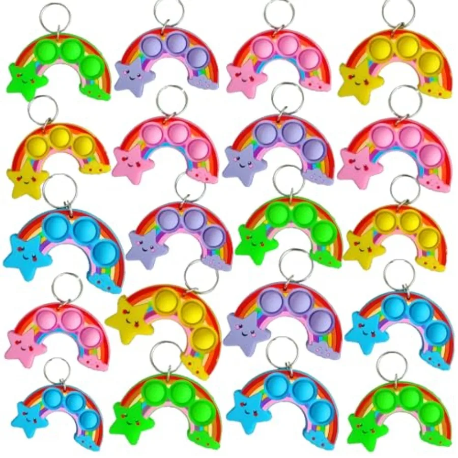 20 Packs Bulk Rainbow shape Bubble mini pop Fidget Key Chain, for kids toys School Student Summer Holiday Party Supply, Birthda
20 Packs Bulk Rainbow shape Bubble mini pop Fidget Key Chain, for kids toys School Student Summer Holiday Party Supply, Birthda