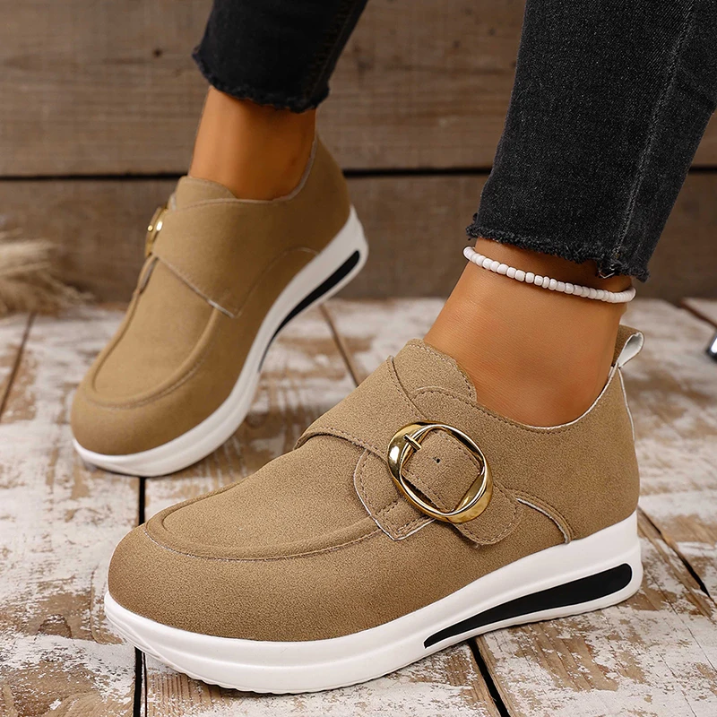 Модные женские кроссовки на платформе с металлической пряжкой, легкая повседневная обувь с низким берцем, женская осень 2024, удобная спортивная обувь без шнуровки
Модные женские кроссовки на платформе с металлической пряжкой, легкая повседневная обувь с низким берцем, женская осень 2024, удобная спортивная обувь без шнуровки