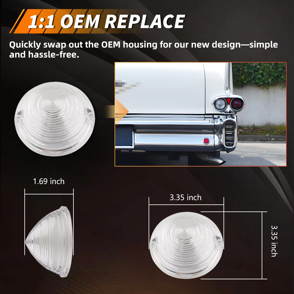 2X Rear Bumper For 1958 Cadillac Commercial Chassis/DeVille DRL Brake Light Backup Light Tail Light Reverse Light Cover No Bulb
2X Rear Bumper For 1958 Cadillac Commercial Chassis/DeVille DRL Brake Light Backup Light Tail Light Reverse Light Cover No Bulb