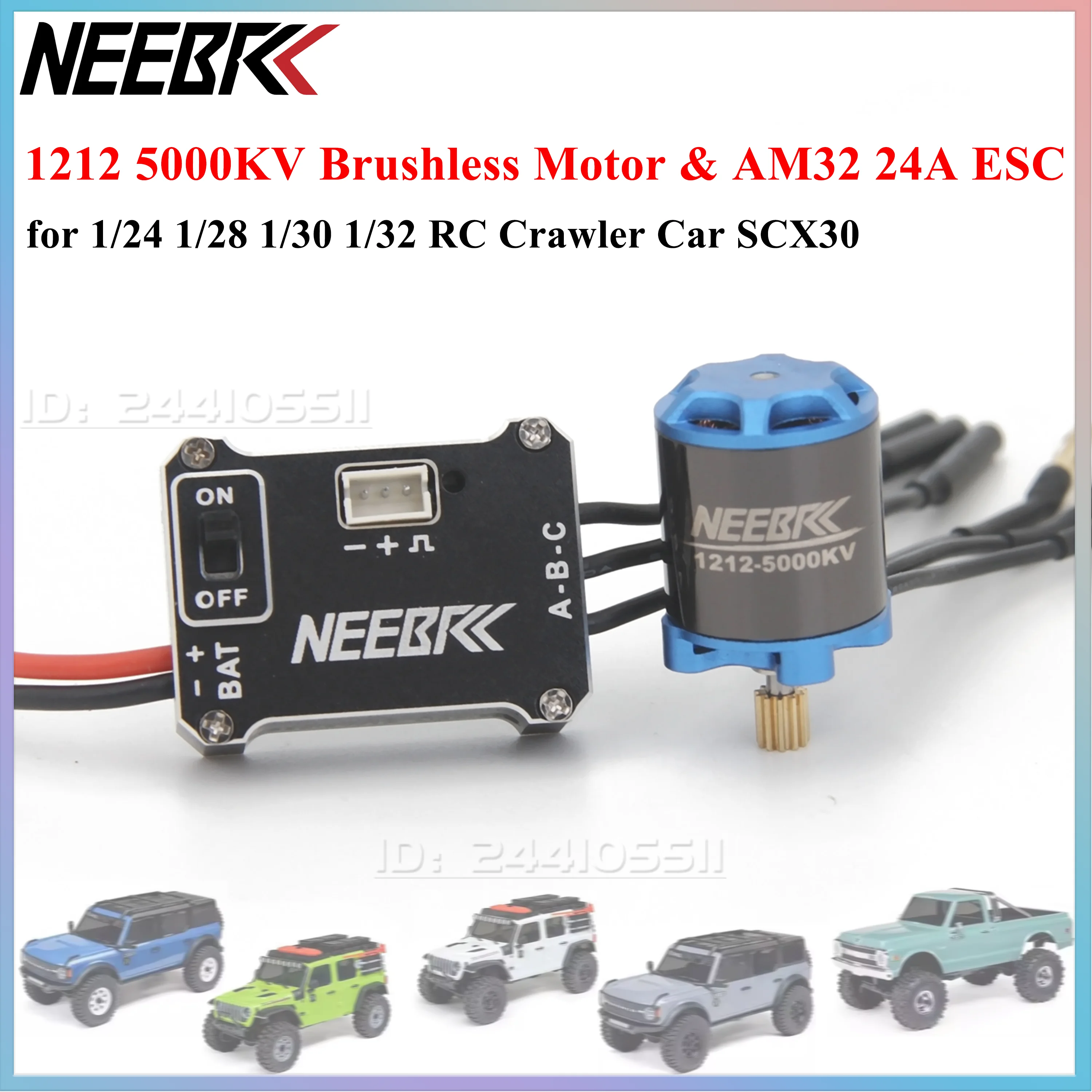 NEEBRC 1212 5000KV 11T Gear Brushless Motor 2S 25A ESC BEC 5V/1A for 1/24 1/28 1/30 1/32 Axial SCX30 RC Climbing Drift Mini Car
NEEBRC 1212 5000KV 11T Gear Brushless Motor 2S 25A ESC BEC 5V/1A for 1/24 1/28 1/30 1/32 Axial SCX30 RC Climbing Drift Mini Car
