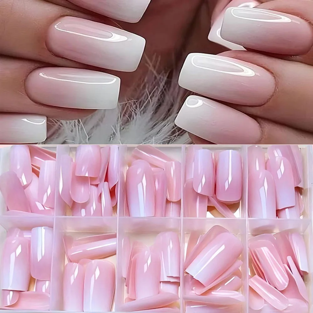 120Pcs Minimalist Pink-White Gradient Press-On Nails Glossy Long Square French Fake Nails Full Cover Wearable False Fingertips 1
120Pcs Minimalist Pink-White Gradient Press-On Nails Glossy Long Square French Fake Nails Full Cover Wearable False Fingertips 1