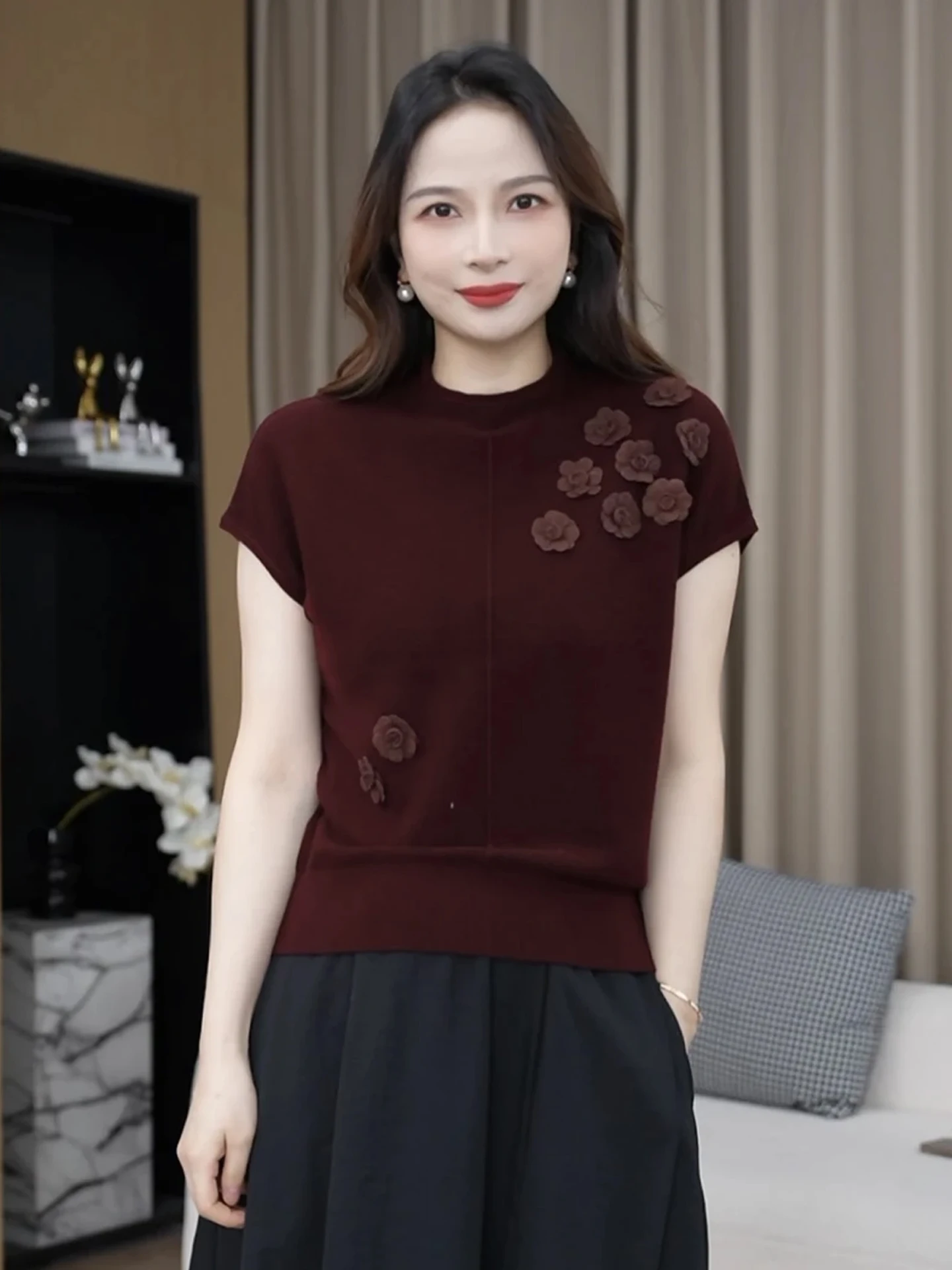 Faionable Color Knitted Top with 3D Flower Design ort Sve Base irt Simple Commute Sle Women's Regular Fit
Faionable Color Knitted Top with 3D Flower Design ort Sve Base irt Simple Commute Sle Women's Regular Fit