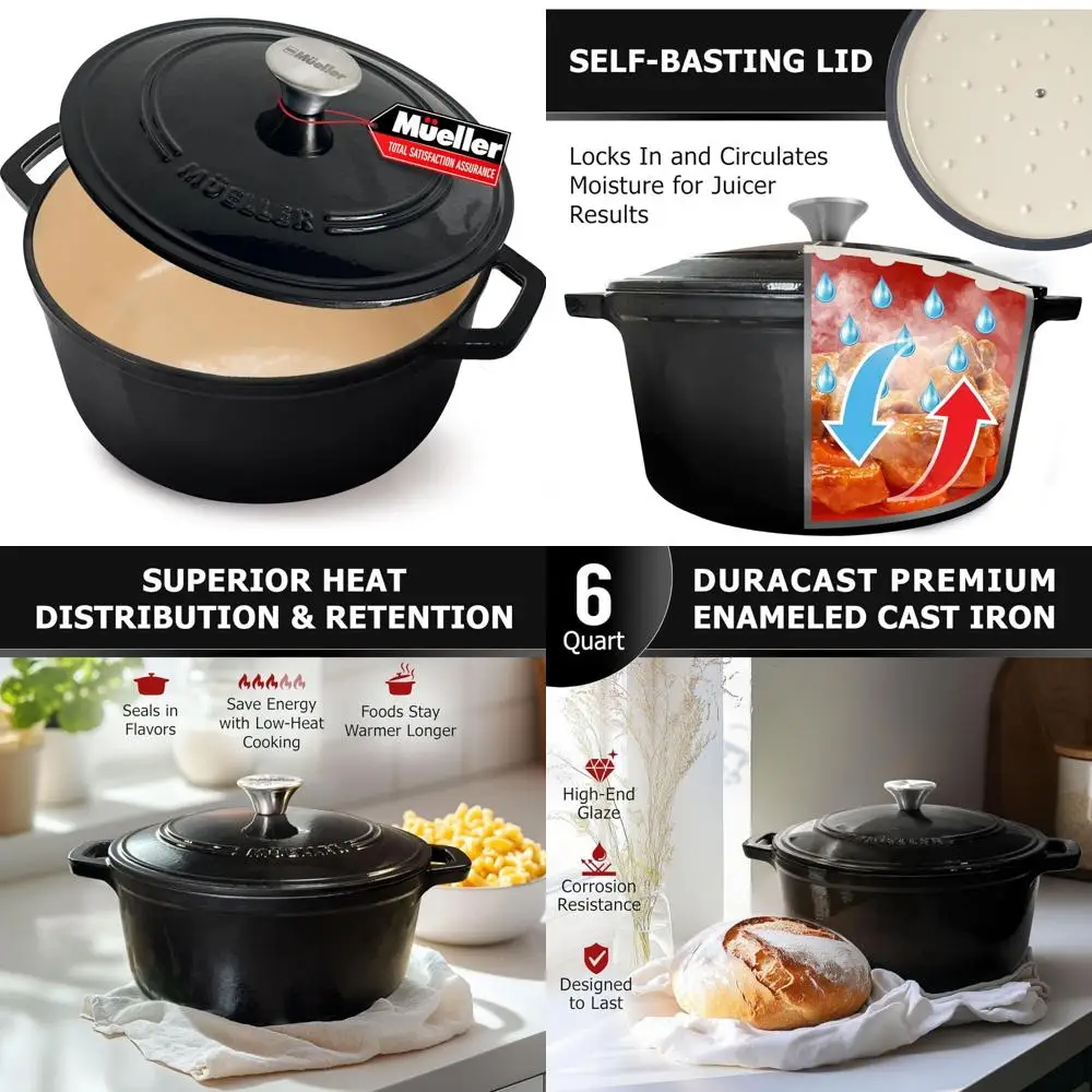 Эмалированная чугунная 6-литровая голландская духовка — сверхмощная печь, безопасная до 500 ° F, подходит для всех варочных панелей, кастрюля с Versati
Эмалированная чугунная 6-литровая голландская духовка — сверхмощная печь, безопасная до 500 ° F, подходит для всех варочных панелей, кастрюля с Versati