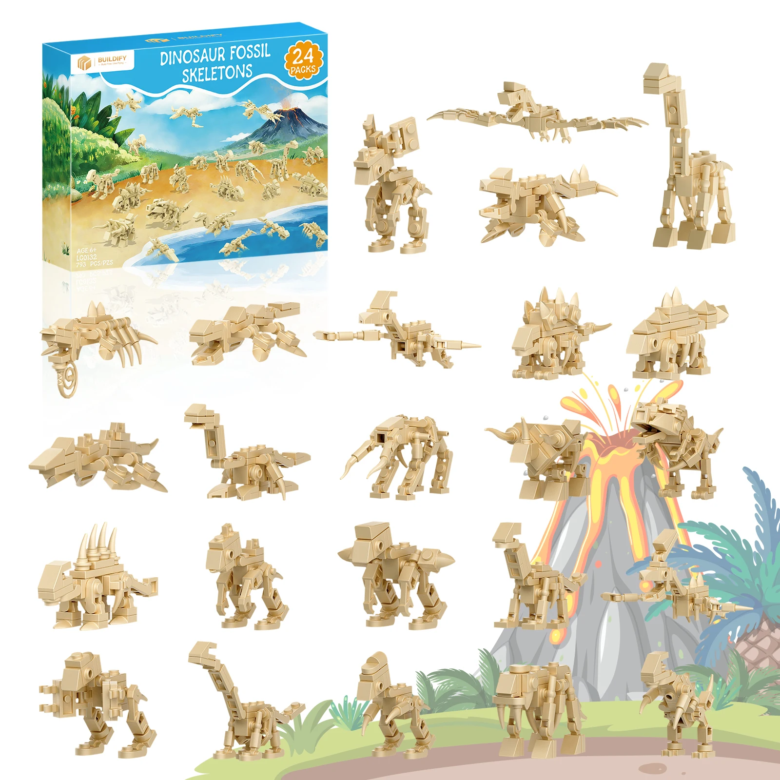 24 Packs Dinosaur Fossil Skeleton Building Blocks Set - Mini Dinosaur Toys for Kids, Party Favors, Classroom Prizes, Birthday Gifts for Boys Age 6-12
24 Packs Dinosaur Fossil Skeleton Building Blocks Set - Mini Dinosaur Toys for Kids, Party Favors, Classroom Prizes, Birthday Gifts for Boys Age 6-12