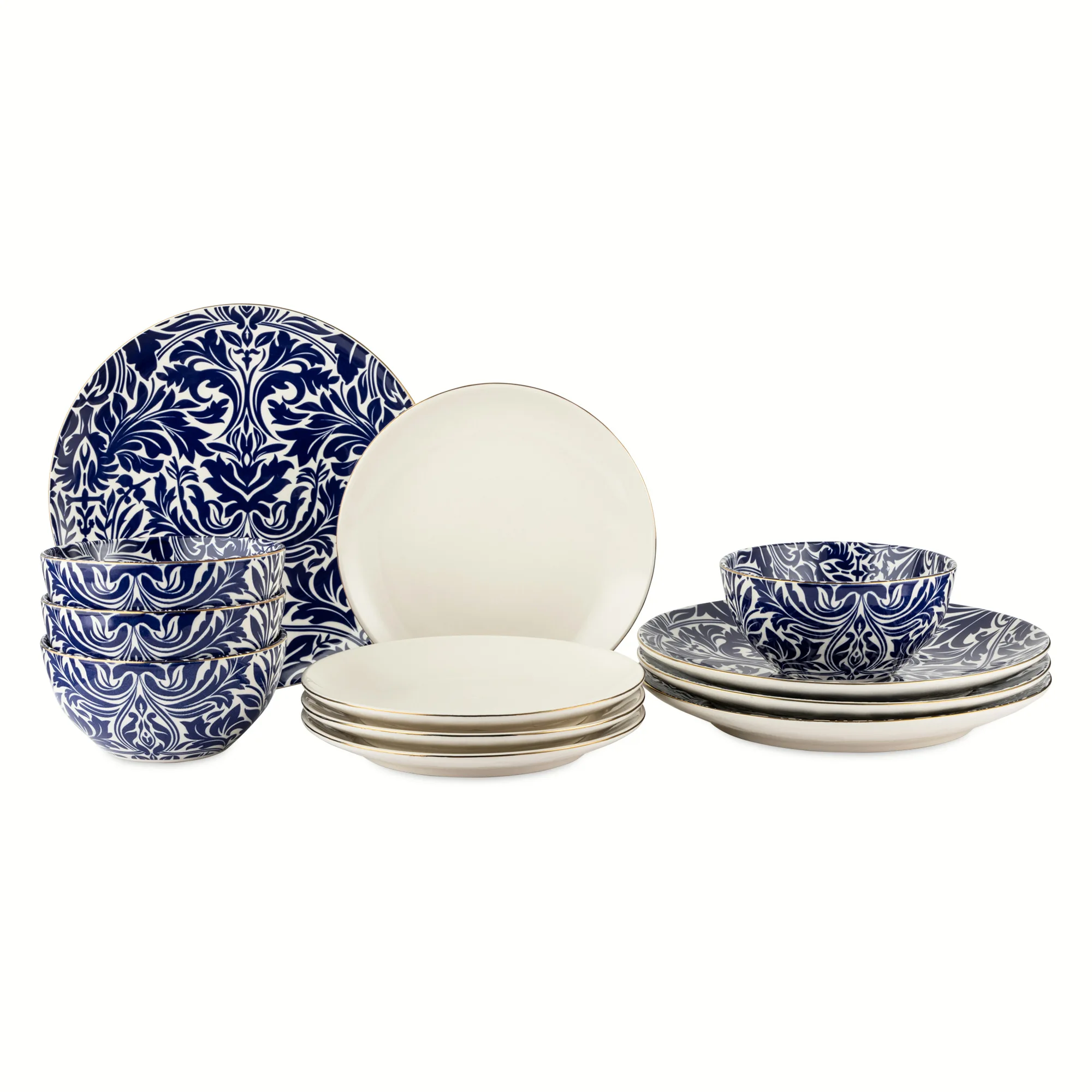 Blue and White Ceramic Dinnerware Set, 12-Piece, Modern Tableware for Dining
Blue and White Ceramic Dinnerware Set, 12-Piece, Modern Tableware for Dining