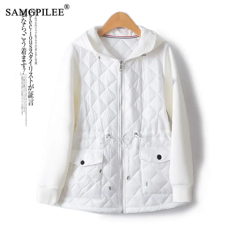 Winter Lightweight Padded Jackets 2023 New Korean Fashion Hooded Splicing Drawstring Waist Thin Elegant Cotton Coat For Women
Winter Lightweight Padded Jackets 2023 New Korean Fashion Hooded Splicing Drawstring Waist Thin Elegant Cotton Coat For Women