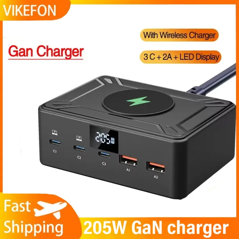 818D-205W Gan Charger Digital Display Desktop USB Type C Charger PD 100W QC3.0 Fast Charging For Laptop Tablet Phone EU Plug
818D-205W Gan Charger Digital Display Desktop USB Type C Charger PD 100W QC3.0 Fast Charging For Laptop Tablet Phone EU Plug