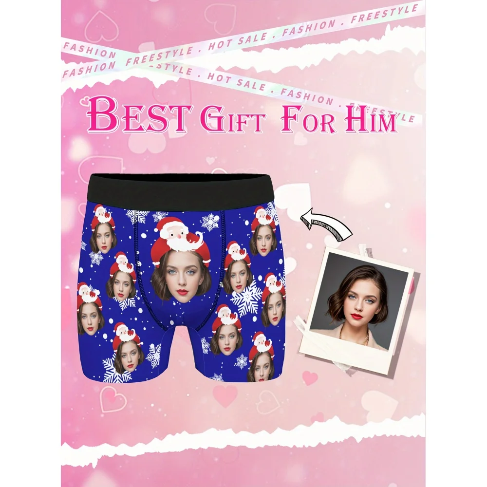 Funny Custom Photo Face Men Boxer Shorts Christmas Santa Snowflake Printed Underwear Novelty Best Gift For Xmas Party Present
Funny Custom Photo Face Men Boxer Shorts Christmas Santa Snowflake Printed Underwear Novelty Best Gift For Xmas Party Present