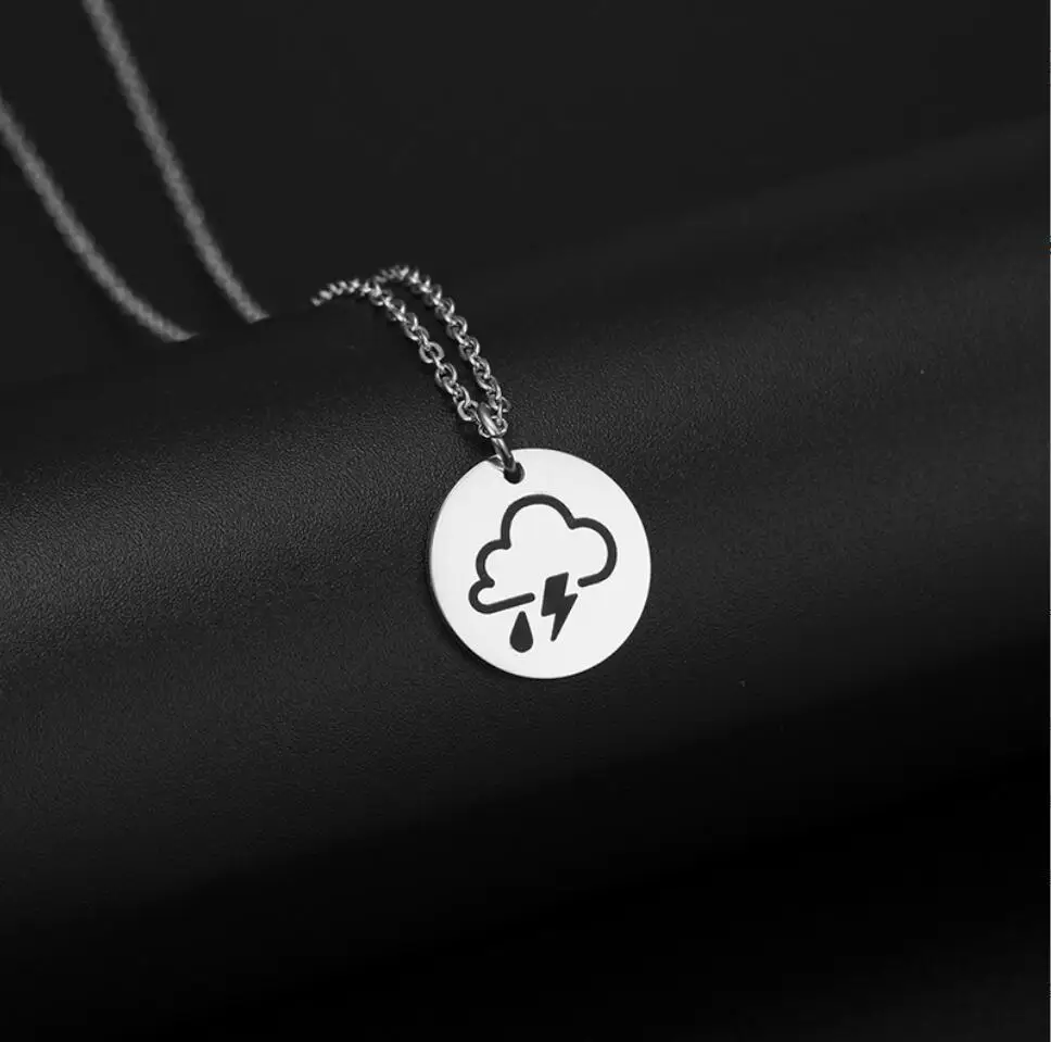 1PC Stainless Steel Necklaces Cloud Lightning Rain Weather Pendant Chain Charm Fashion Necklace For Women Jewelry F1535
1PC Stainless Steel Necklaces Cloud Lightning Rain Weather Pendant Chain Charm Fashion Necklace For Women Jewelry F1535