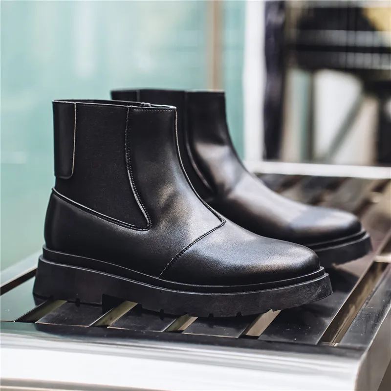 British Style Black Boots Men Winter Platform Chelsea Boots Men Ankle Shoes Fashion Man Leather Boots Slip On Shoes botas hombre
British Style Black Boots Men Winter Platform Chelsea Boots Men Ankle Shoes Fashion Man Leather Boots Slip On Shoes botas hombre