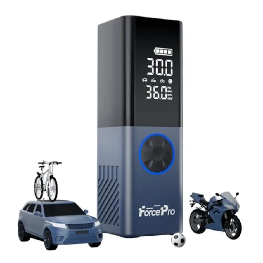 Портативный воздушный компрессор для быстрой накачки шин (в 5 раз быстрее), 150PSI, беспроводной, с аккумулятором 20000 мАч, для автомобиля, мотоцикла, велосипеда, мячей
Портативный воздушный компрессор для быстрой накачки шин (в 5 раз быстрее), 150PSI, беспроводной, с аккумулятором 20000 мАч, для автомобиля, мотоцикла, велосипеда, мячей