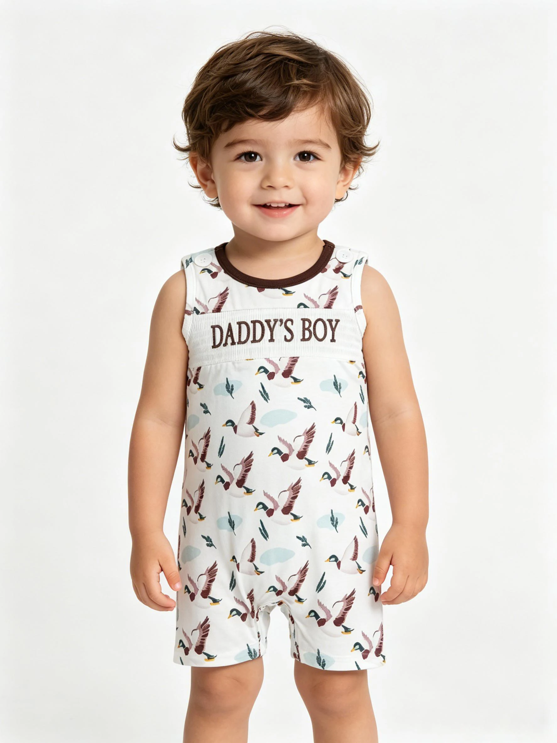 Sibling Smocked Daddy's Girl Bows Ducks Hunting Rompers
Sibling Smocked Daddy's Girl Bows Ducks Hunting Rompers