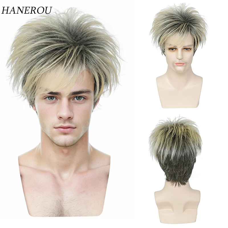Short Mixed Blonde Wigs Synthetic Male Curly Highlight Wig with Bangs for Men Heat Resistant Daily Party Costume Cosplay
Short Mixed Blonde Wigs Synthetic Male Curly Highlight Wig with Bangs for Men Heat Resistant Daily Party Costume Cosplay