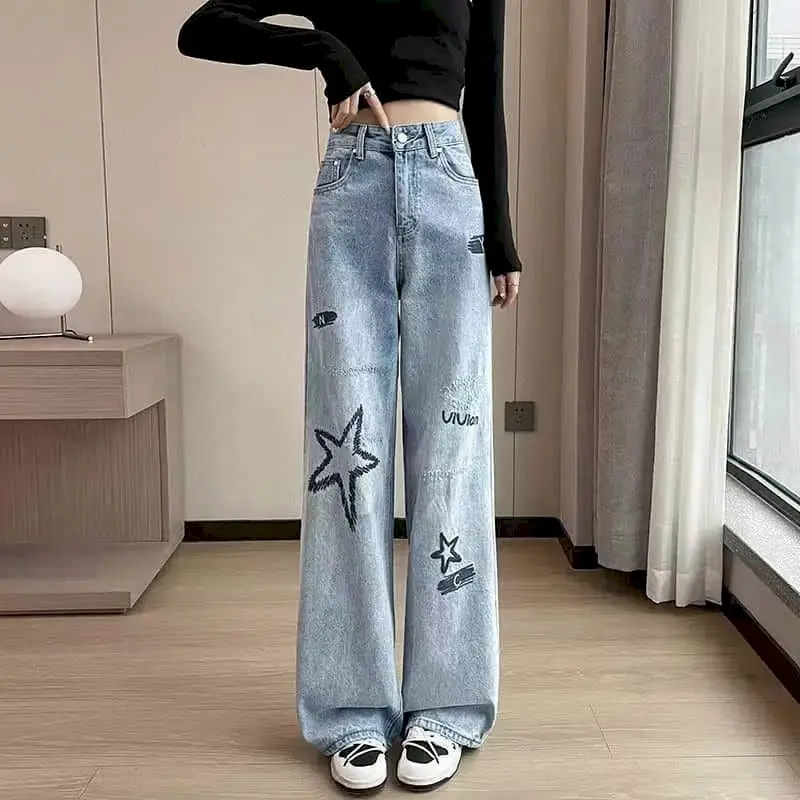 Star Women Jeans Women's Pants Streetwear High Waisted Pants Denim Trousers Vintage Clothes Wide Leg Jeans Y2k Loose Baggy Pants
Star Women Jeans Women's Pants Streetwear High Waisted Pants Denim Trousers Vintage Clothes Wide Leg Jeans Y2k Loose Baggy Pants