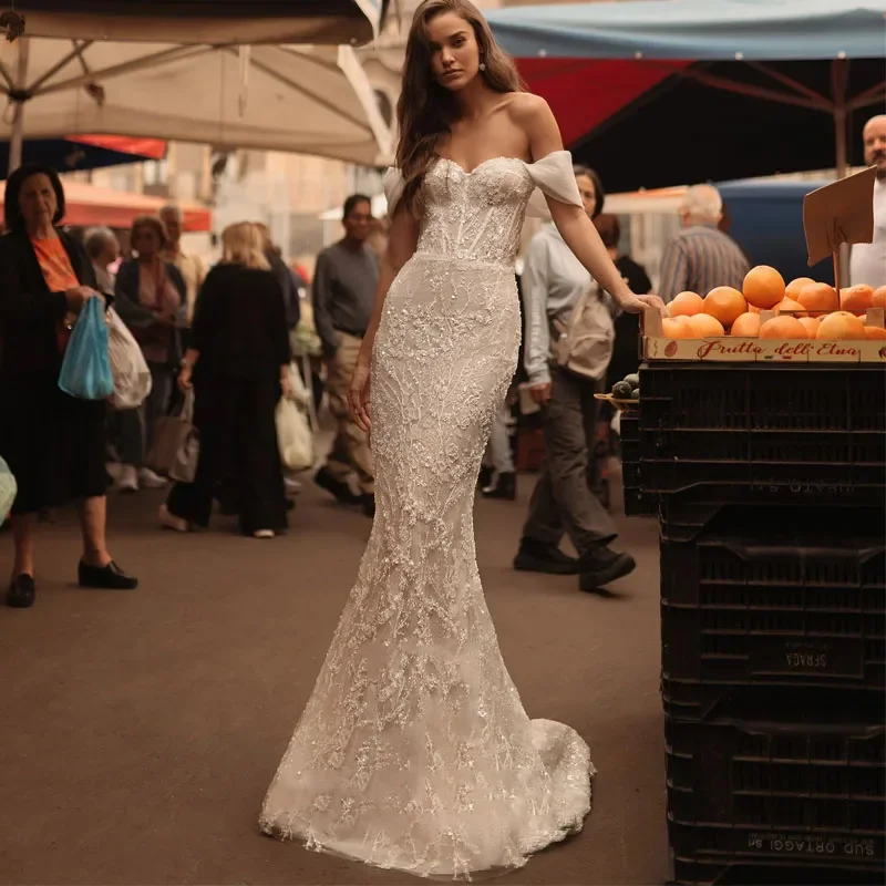 Customized Elegant Off-White Mermaid Wedding Dress with Detachable Overskirt, Sexy Sweetheart Tulle BridalGown Vestidos De Novia
Customized Elegant Off-White Mermaid Wedding Dress with Detachable Overskirt, Sexy Sweetheart Tulle BridalGown Vestidos De Novia