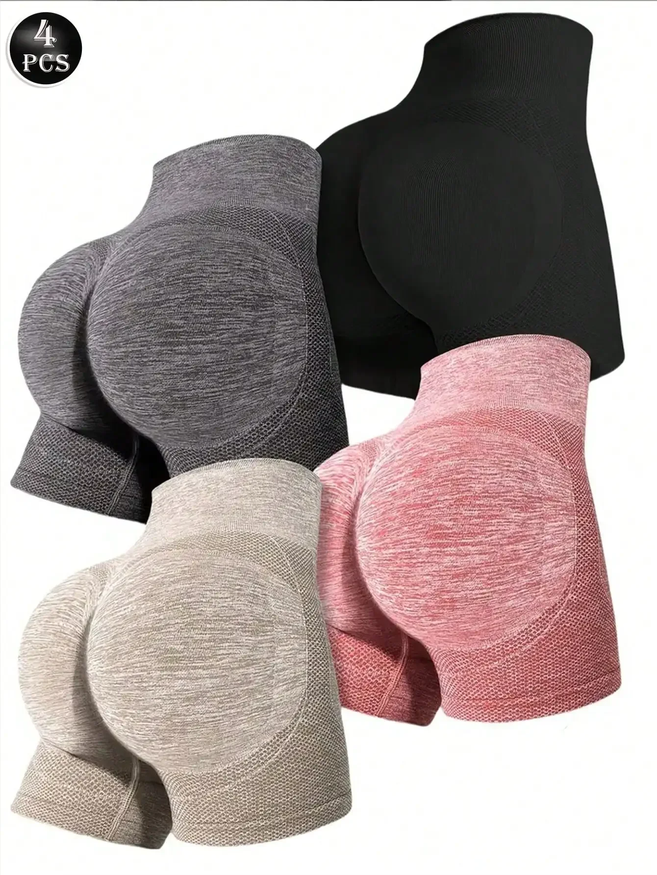4pcs/Pack Seamless Knitted Yoga Shorts, Elastic Waist & Tummy Control, Breathable Sports Tights For Fitness, Running, Hiking, Ca
4pcs/Pack Seamless Knitted Yoga Shorts, Elastic Waist & Tummy Control, Breathable Sports Tights For Fitness, Running, Hiking, Ca