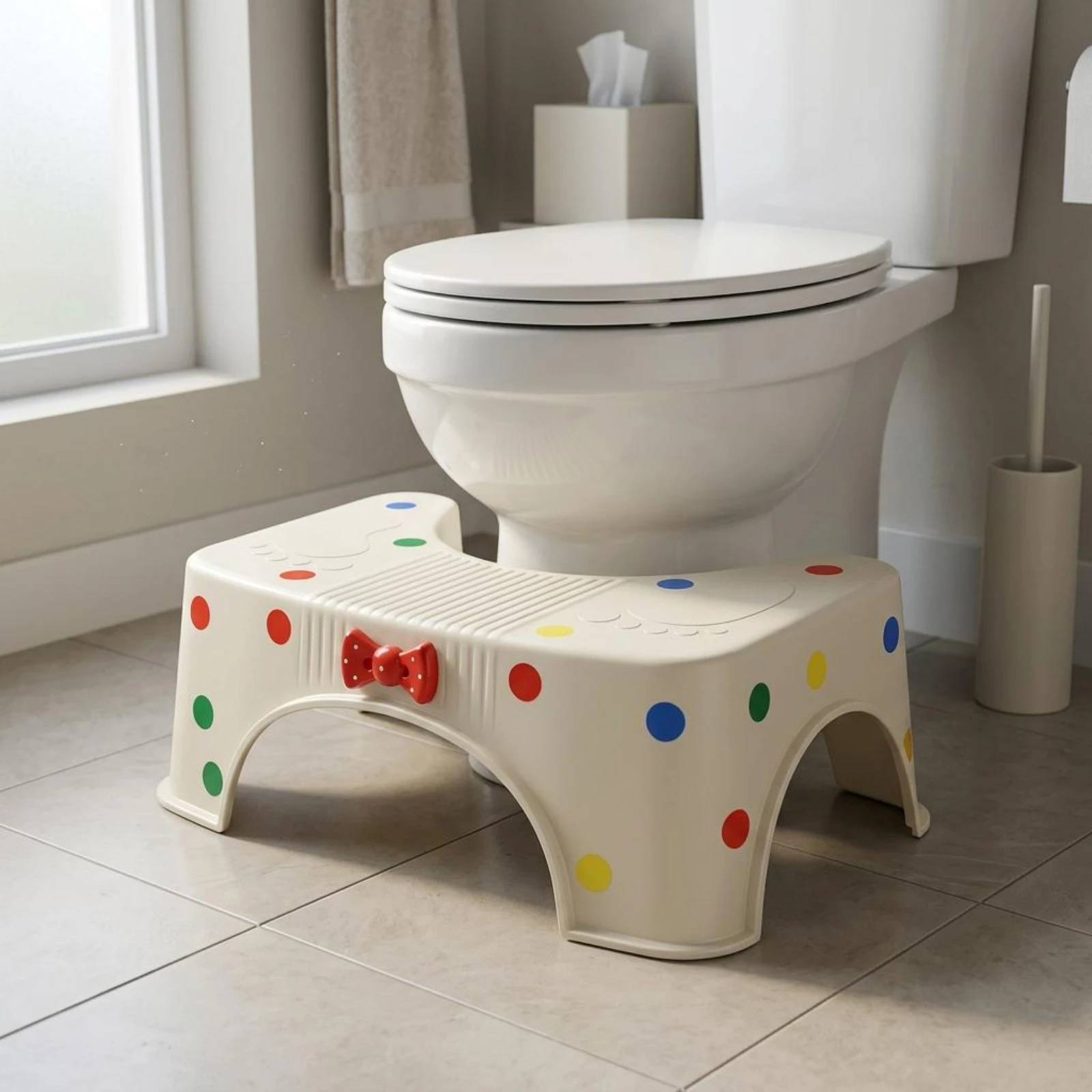 Plastic Toilet Stool Cream-Colored Toilet Foot Stool Bathroom Foot Rest Ribbed Top Restroom Aid Red Bow
Plastic Toilet Stool Cream-Colored Toilet Foot Stool Bathroom Foot Rest Ribbed Top Restroom Aid Red Bow