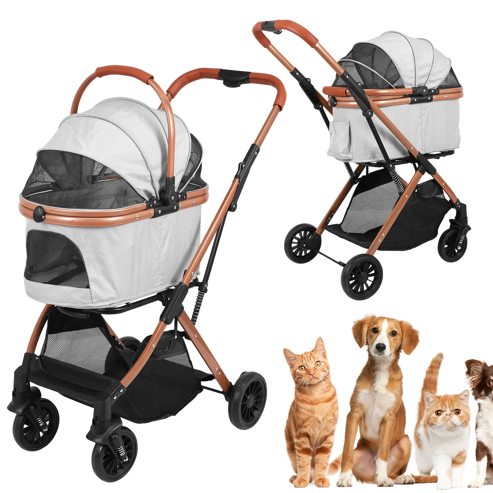 Smooth-Ride Dog Stroller with Detachable Carrier Dog and Cat Stroller Foldable & Ventilated with Sun Shades for Jogging Running
Smooth-Ride Dog Stroller with Detachable Carrier Dog and Cat Stroller Foldable & Ventilated with Sun Shades for Jogging Running