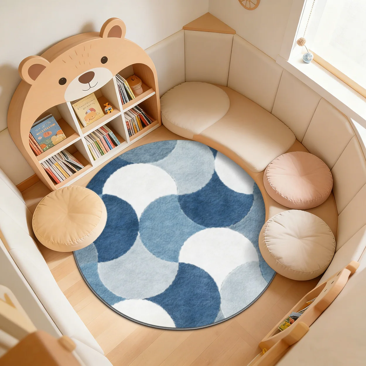 Kids Round Geometric Blue Pattern Rug Playroom Nursery Floor Mat Modern Boho Style Soft Carpet for Baby
Kids Round Geometric Blue Pattern Rug Playroom Nursery Floor Mat Modern Boho Style Soft Carpet for Baby