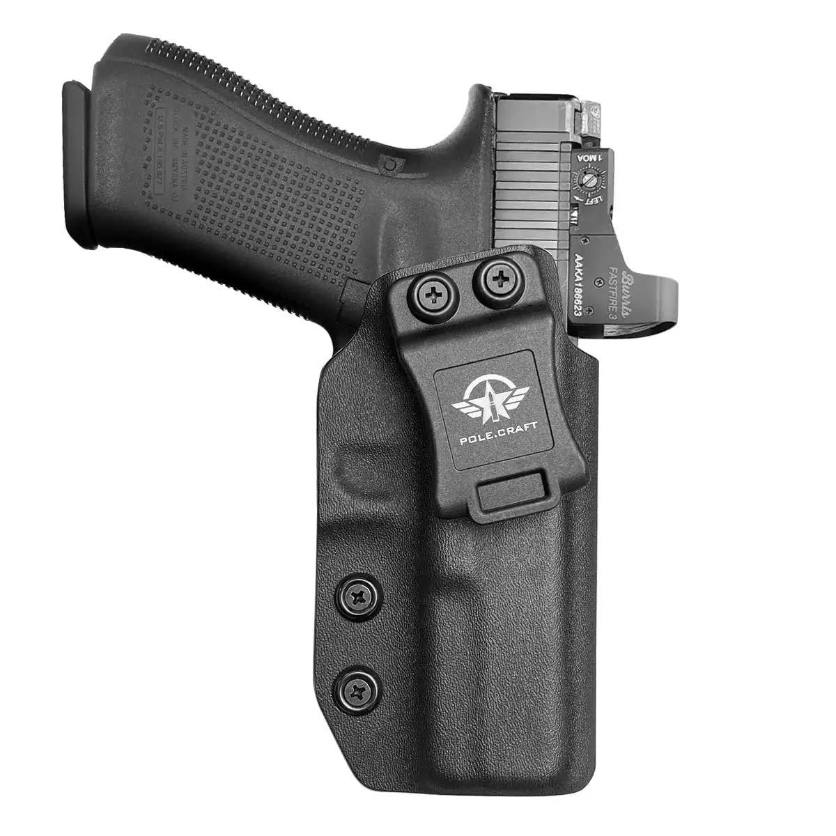 Кобура для Glock 17, Kydex кобура IWB Optics Cut Firs: Glock 17 (Gen 1-5) / Glock 22 Glock 31 (Gen 3-4), внутренний пояс
Кобура для Glock 17, Kydex кобура IWB Optics Cut Firs: Glock 17 (Gen 1-5) / Glock 22 Glock 31 (Gen 3-4), внутренний пояс