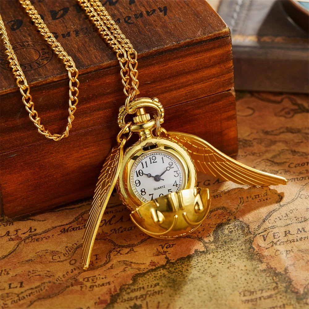 large small Golden Snitch spherical quartz pocket watch fashion sweater angel wing necklace pendant men and women pocket watch
large small Golden Snitch spherical quartz pocket watch fashion sweater angel wing necklace pendant men and women pocket watch