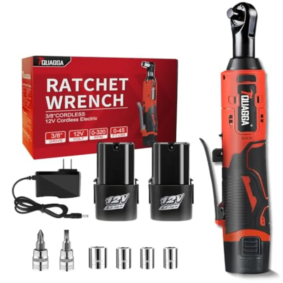 3/8" Cordless Electric Ratchet Wrench Set, Power Ratchet Tool Kit With 2 Packs 2000 mAh Battery And Charger, 45 FT-LBS Battery
3/8" Cordless Electric Ratchet Wrench Set, Power Ratchet Tool Kit With 2 Packs 2000 mAh Battery And Charger, 45 FT-LBS Battery