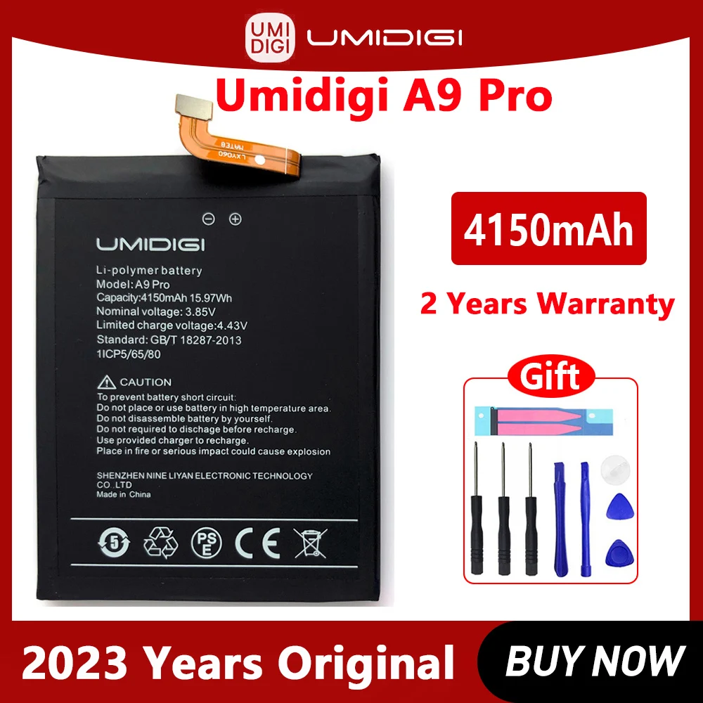 Original A9 Battery for UMI UMIDIGI A9 PRO, 4150mAh Phone, High Quality Battery with Tools, New
Original A9 Battery for UMI UMIDIGI A9 PRO, 4150mAh Phone, High Quality Battery with Tools, New