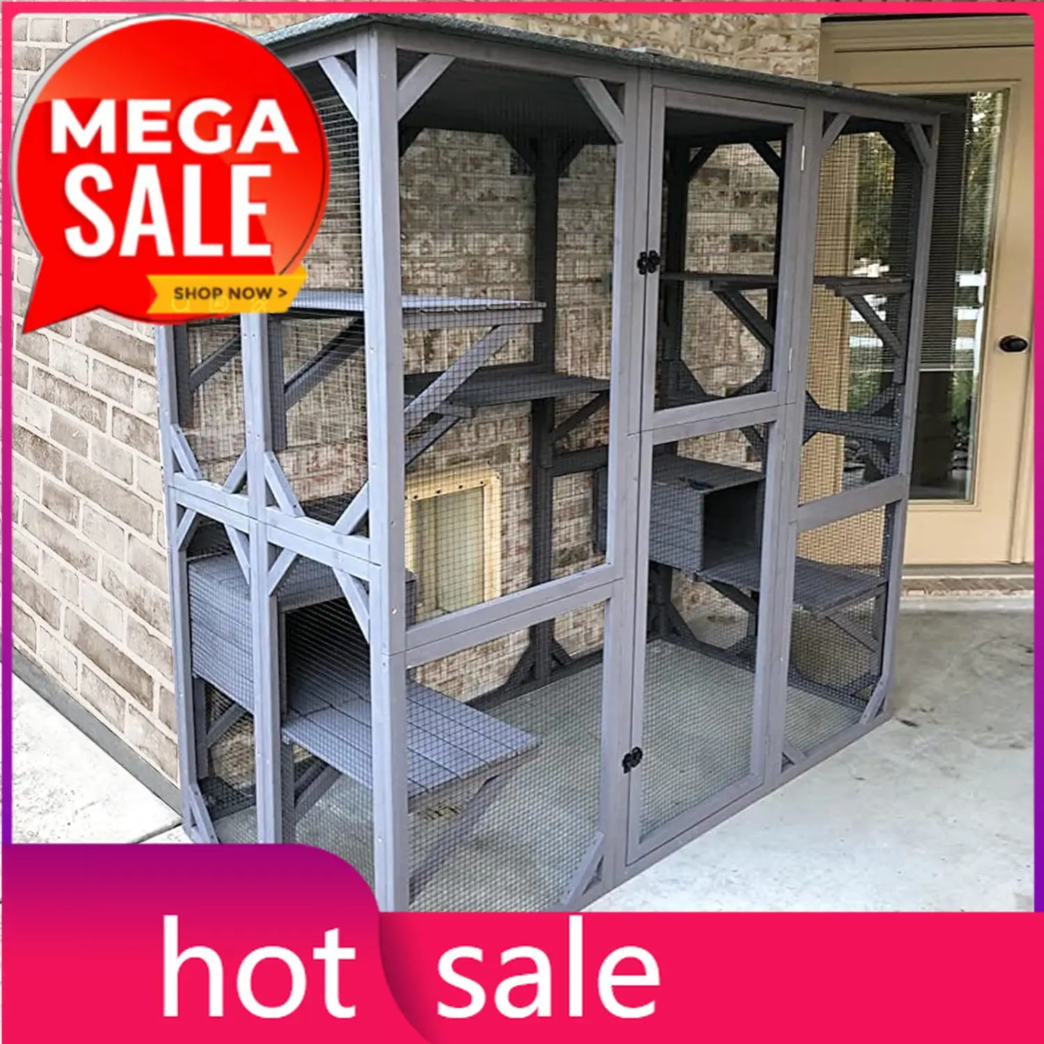 Catio Outdoor Cat Enclosure with 7 Platforms, 2 Resting Boxes, Large Window Cat House for 6-8 Mulitiple Cats Walk in Kitty Cage
Catio Outdoor Cat Enclosure with 7 Platforms, 2 Resting Boxes, Large Window Cat House for 6-8 Mulitiple Cats Walk in Kitty Cage