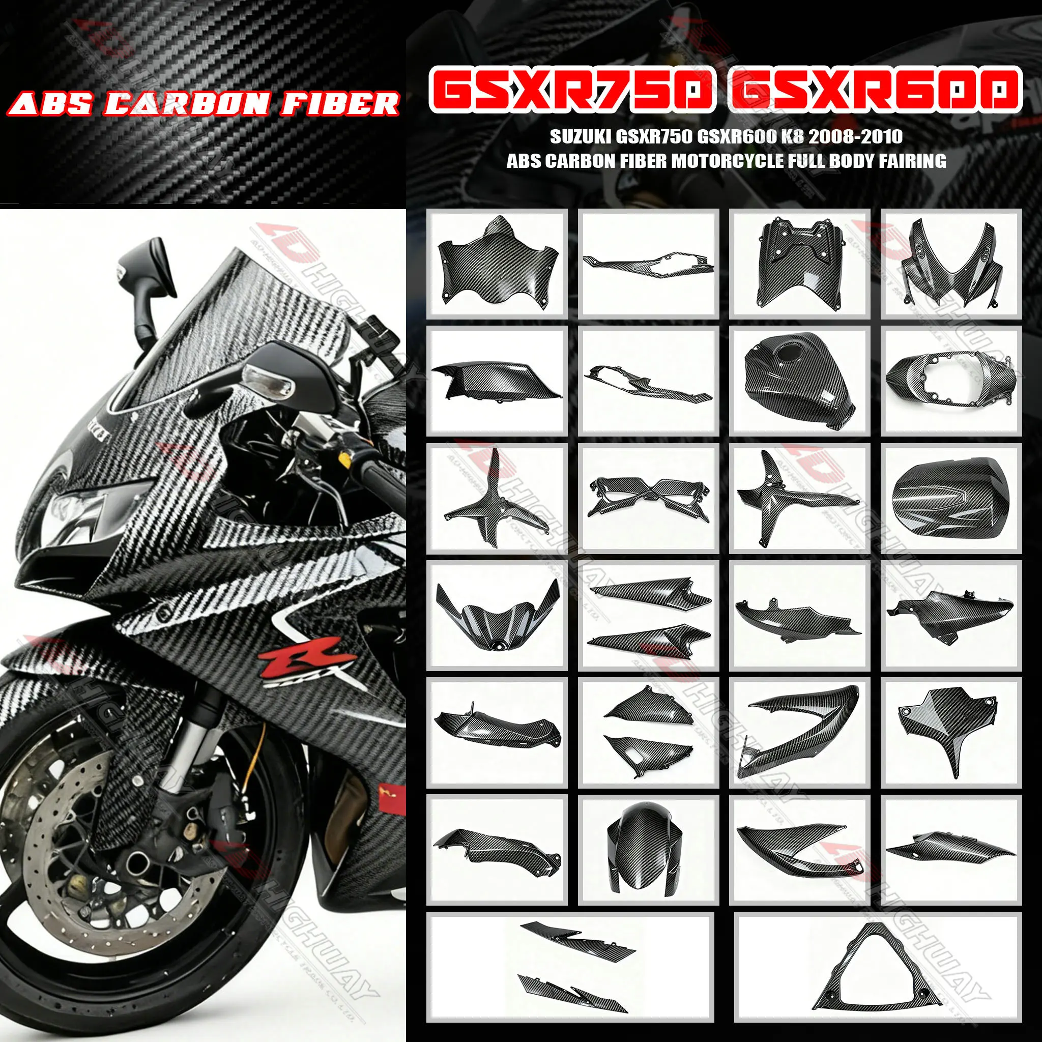 ABS Carbon Fiber Pattern Fairing Kits For Suzuki GSXR750 GSXR600 K8 2008-2010 Motorcycle Fender Frame Cover Fuel Tank Side Panel
ABS Carbon Fiber Pattern Fairing Kits For Suzuki GSXR750 GSXR600 K8 2008-2010 Motorcycle Fender Frame Cover Fuel Tank Side Panel