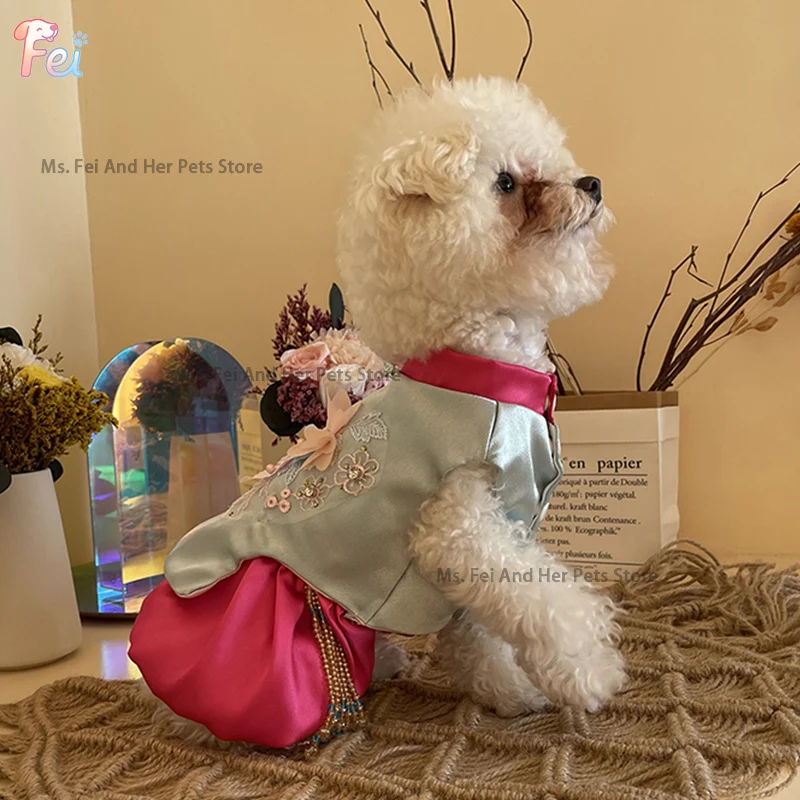 Traditional Sino-Korean Silk Dog Hanbok Dress Custom Pet Costume for Small to Large Dogs Bichon Shiba Inu French Bulldog
Traditional Sino-Korean Silk Dog Hanbok Dress Custom Pet Costume for Small to Large Dogs Bichon Shiba Inu French Bulldog