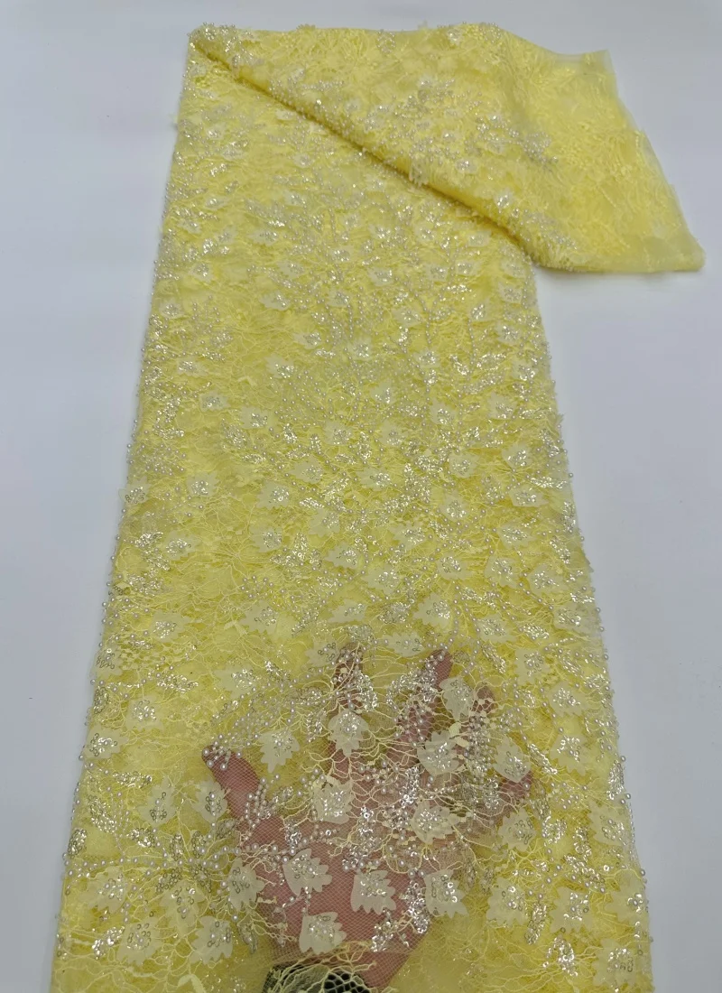 Yellow High Quality Sequins Beads Lace Fabrics Luxury Soft African Lace Fabric Nigerian French Tulle Lace Fabric For Dress
Yellow High Quality Sequins Beads Lace Fabrics Luxury Soft African Lace Fabric Nigerian French Tulle Lace Fabric For Dress