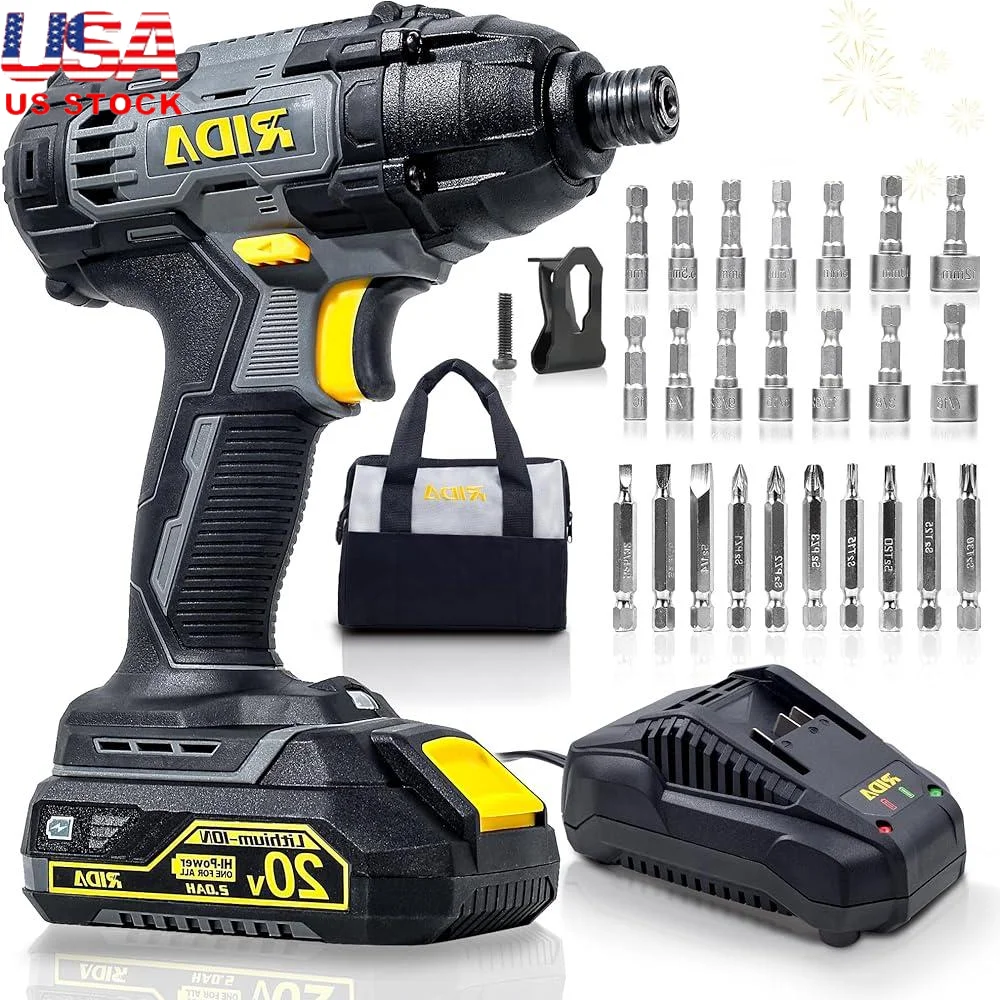 Cordless Impact Driver Kit 20V 180Nm Electric Drill with 1/4 All-Metal Hex Chuck 2800RPM Variable Speed Fast Charger Battery
Cordless Impact Driver Kit 20V 180Nm Electric Drill with 1/4 All-Metal Hex Chuck 2800RPM Variable Speed Fast Charger Battery
