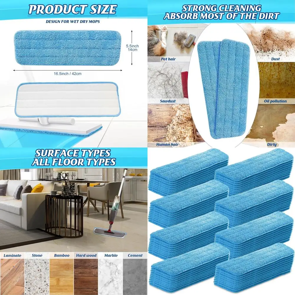 100-Pack Reusable Microfiber Mop Pads for Hardwood & Hard Surface Floors: Machine Washable Flat Mop Replacement Heads for Cleani
100-Pack Reusable Microfiber Mop Pads for Hardwood & Hard Surface Floors: Machine Washable Flat Mop Replacement Heads for Cleani