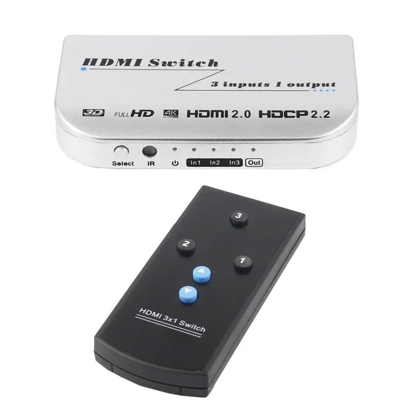Переключатель HDMI 4k 60 Гц 3x1 3 в 1 выхода HDMI 2.0 Видеопереключатель 3D 1080P для PS5 PS4 DVD Компьютер Ноутбук ПК к ТВ Монитор Проектор
Переключатель HDMI 4k 60 Гц 3x1 3 в 1 выхода HDMI 2.0 Видеопереключатель 3D 1080P для PS5 PS4 DVD Компьютер Ноутбук ПК к ТВ Монитор Проектор
