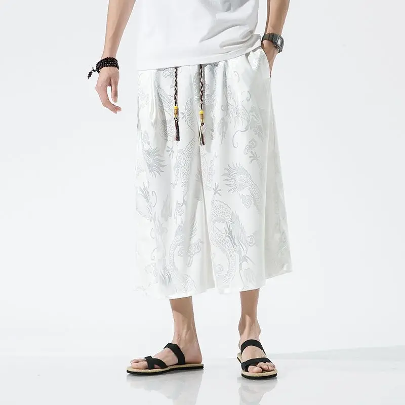 New 2025 Men's Summer Thin Loose Plus Size Beach Wide Leg Pants Vintage Dragon Pattern Ice Silk Calf-length Cropped Pants Men
New 2025 Men's Summer Thin Loose Plus Size Beach Wide Leg Pants Vintage Dragon Pattern Ice Silk Calf-length Cropped Pants Men