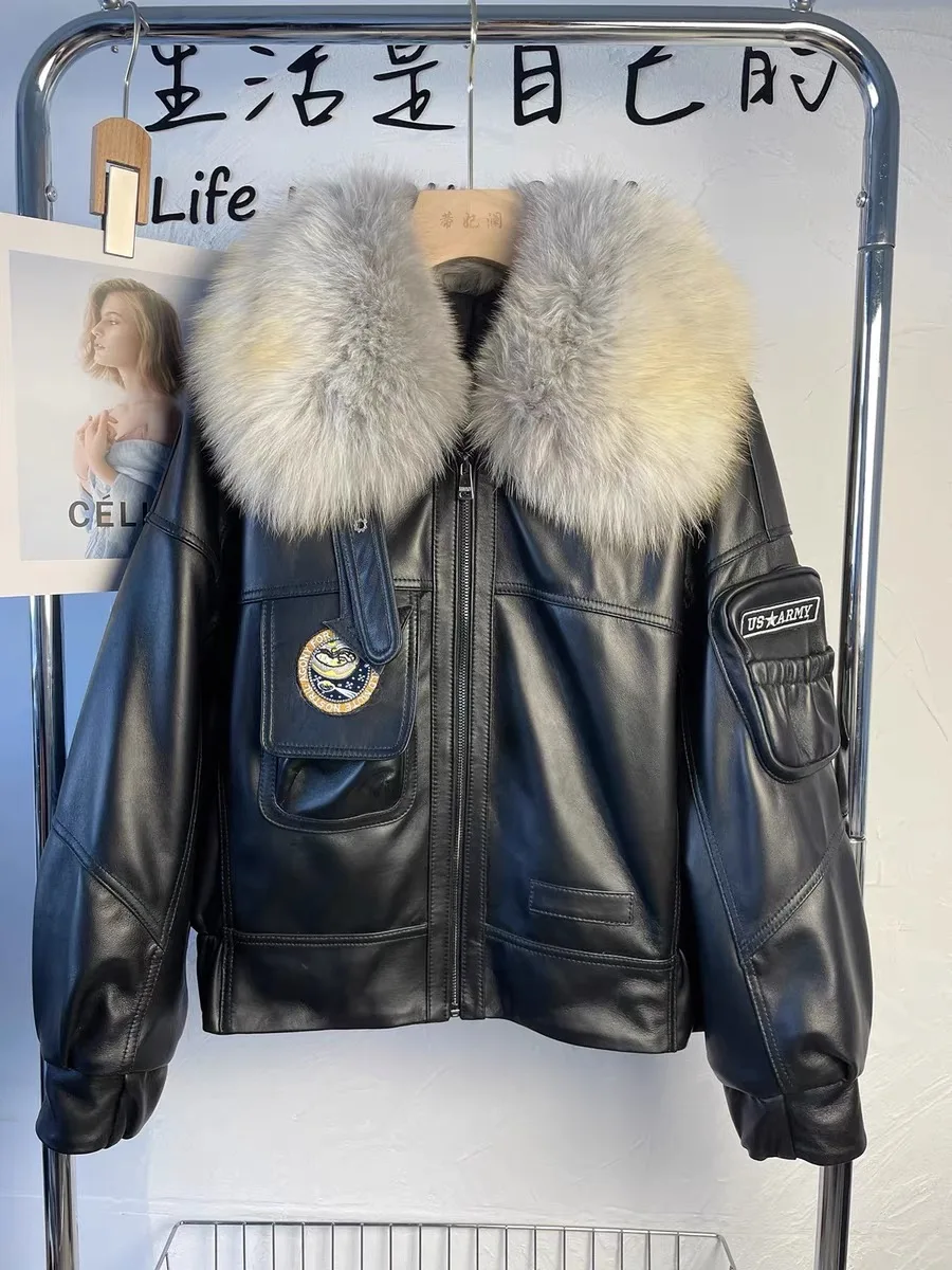 Real Leather Jacekts Natural Sheep Leather Coats Female Big Real Fox Fur Collar Cotton Coats Real Leather Jackets wy1846
Real Leather Jacekts Natural Sheep Leather Coats Female Big Real Fox Fur Collar Cotton Coats Real Leather Jackets wy1846