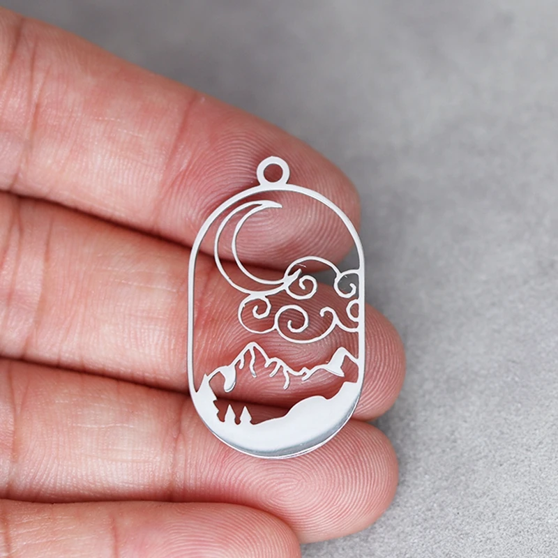 Creative Moon Clound Mountian Stainless Steel DIY Tassels Earrings Fashion Charms for Jewelry Making Necklace Antioxidan Pendant
Creative Moon Clound Mountian Stainless Steel DIY Tassels Earrings Fashion Charms for Jewelry Making Necklace Antioxidan Pendant