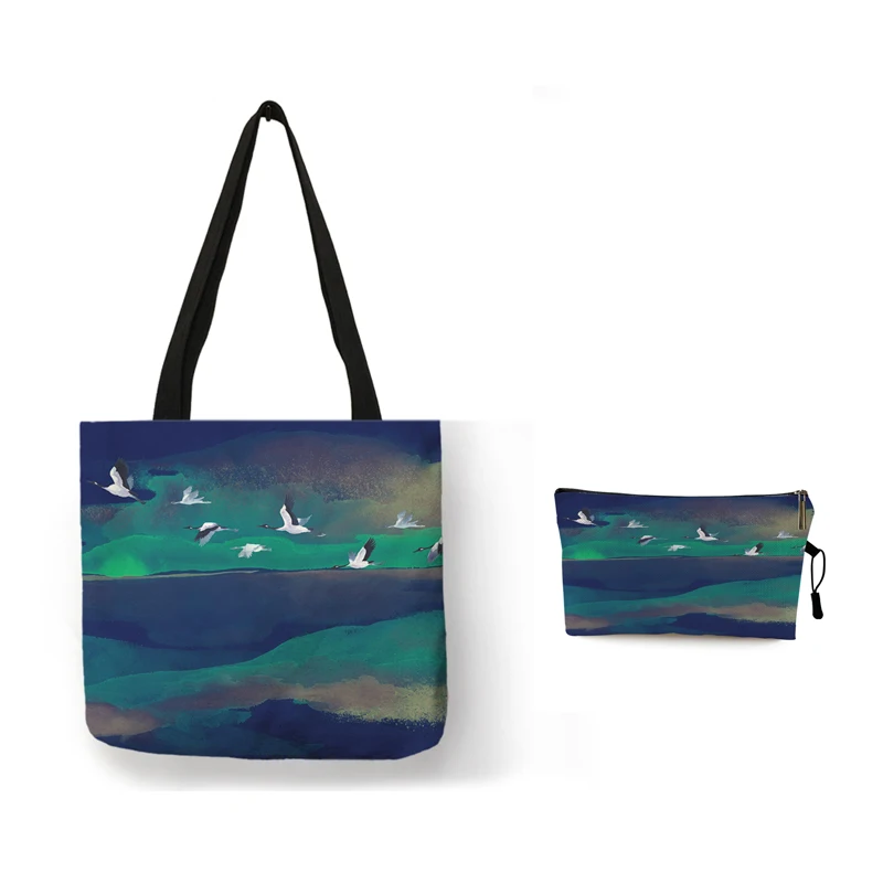 Japanese Style Crane Design Handbags for Women Casual Large Shoulder Bag with Free Pouch Shopping Tote
Japanese Style Crane Design Handbags for Women Casual Large Shoulder Bag with Free Pouch Shopping Tote